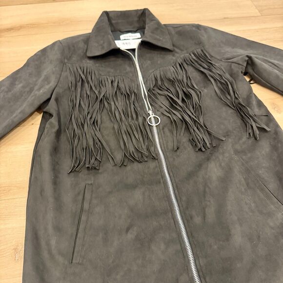 NWT* WeWoreWhat Vegan Suede Fringe Jacket - Women's Medium - Picture 3 of 10